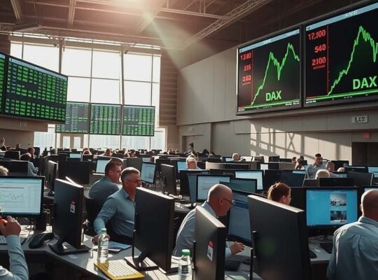 DAX Rises 0.4% to 25,265 Amid Cautious Optimism as Trading Volume Slows, Euro Weakens, and Brent Oil Declines.