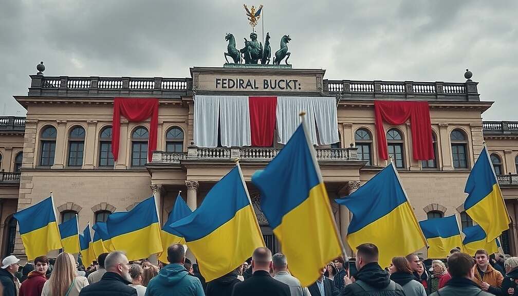 Germany Moves Up Ukrainian Solidarity Flags to Feb. 23 Ahead of 4th War Anniversary, While Parliament Mourns Former Speaker