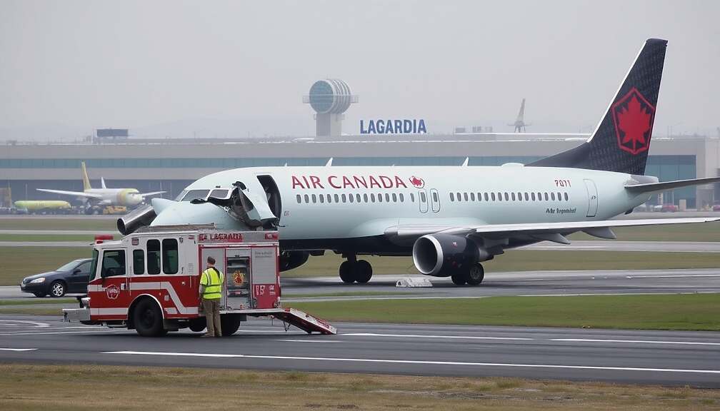 Air Canada Jet Hits Fire Truck at LaGuardia, Killing Both Pilots