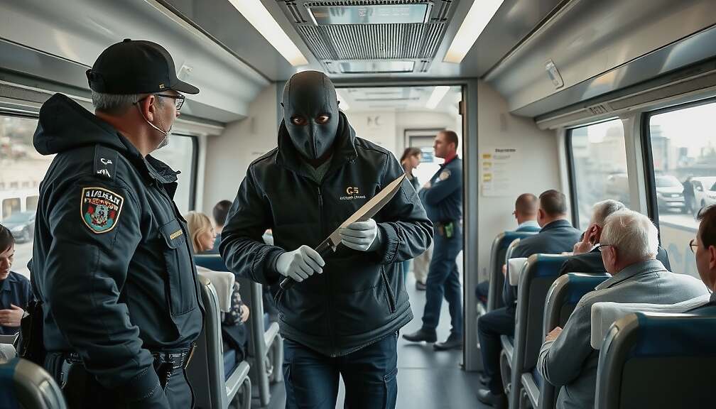 Masked Knife-Wielding Suspect Arrested on ICE Amid Bombing Threat.