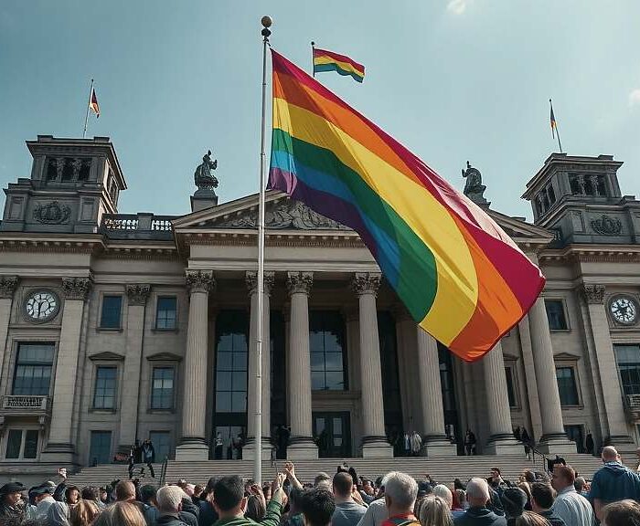 Bundestagspräsident Klöckner Raises Rainbow Flag to Commemorate Anti-Discrimination Roots of LGBTQ+ Rights