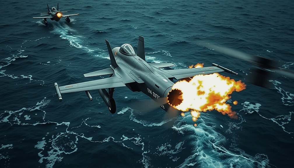 Romanian Fighter Jet Downing Destructive Marine Drone Near Black Sea Gas Field